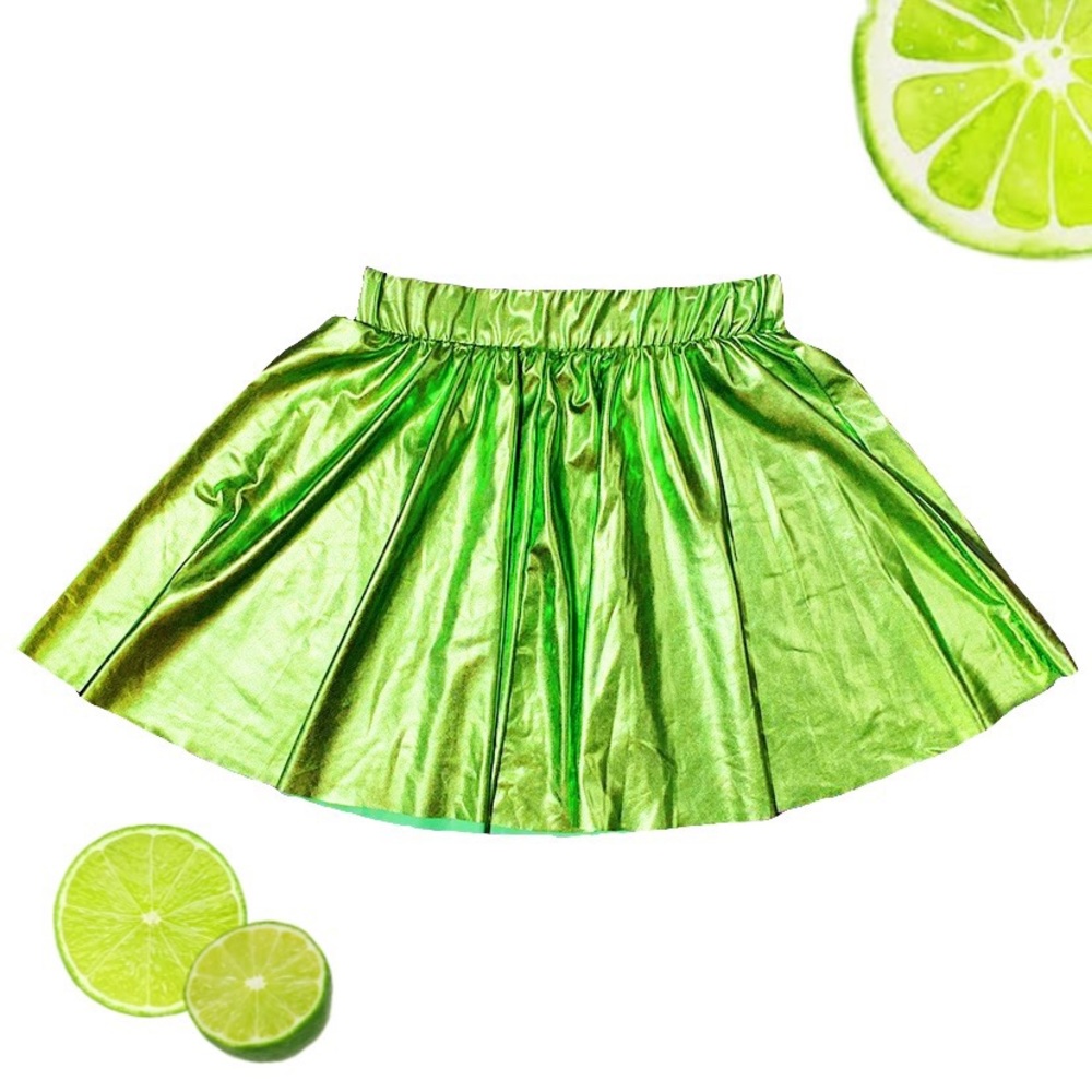Lime green metallic circle skirt